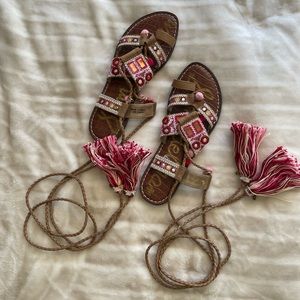 Sam Edelman embroidered lace-up sandal